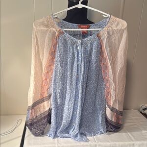 Sundance Blue and Pink Buttoned Blouse with Relaxed Fit